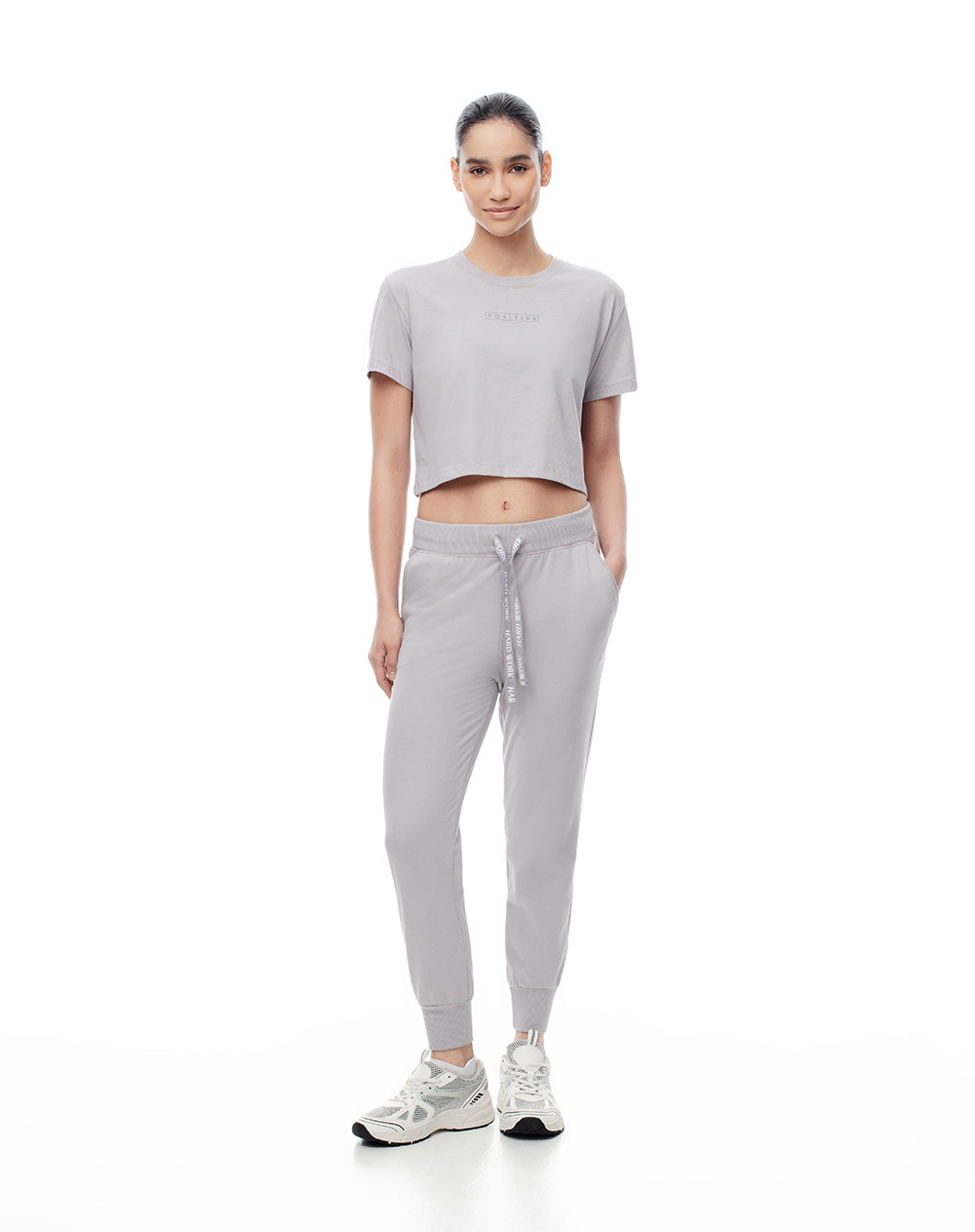 Jogger slim fit tiro medio gris