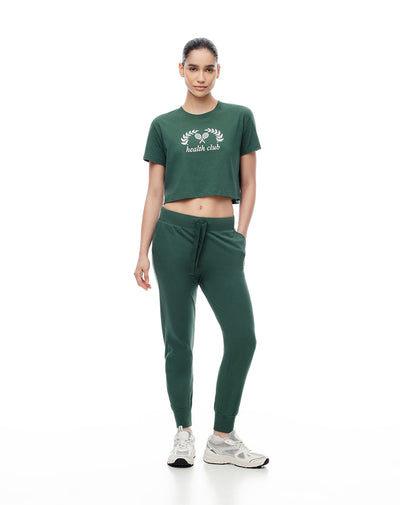 Jogger slim fit tiro medio verde