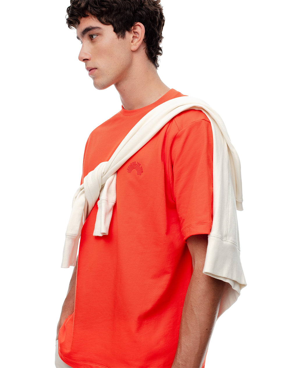 Camiseta oversized fit manga corta naranja brillante