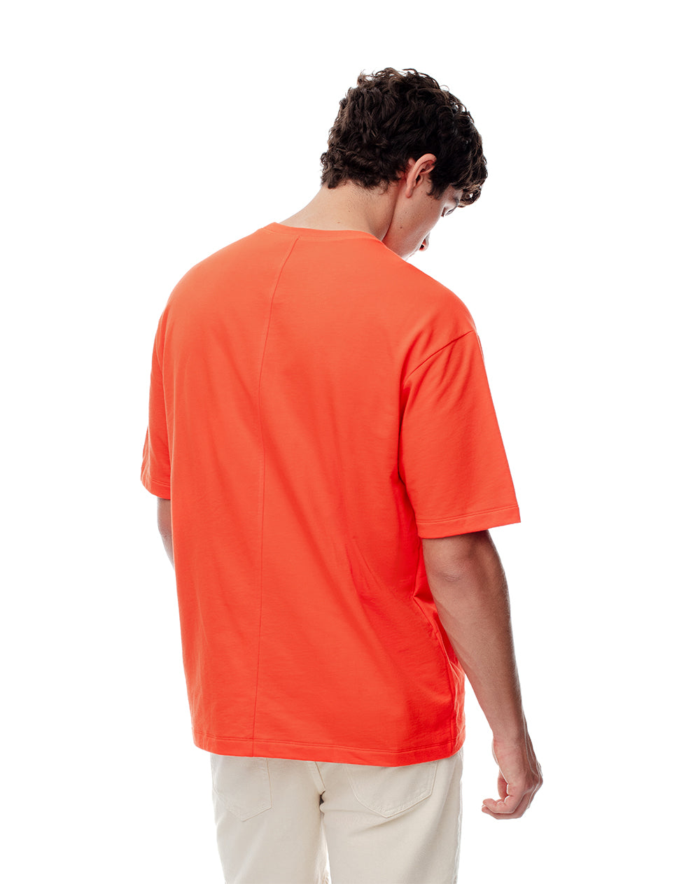 Camiseta oversized fit manga corta naranja brillante