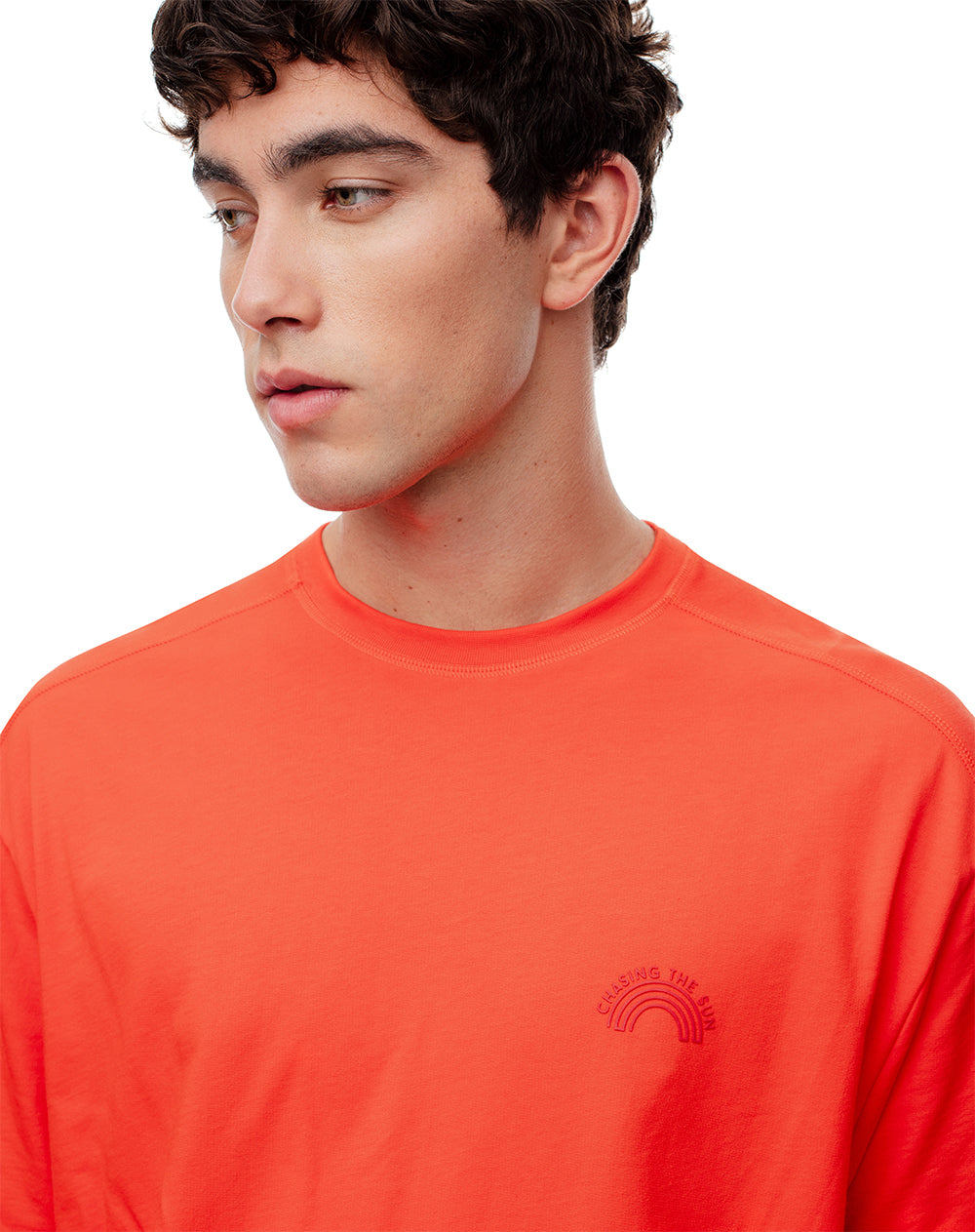 Camiseta oversized fit manga corta naranja brillante