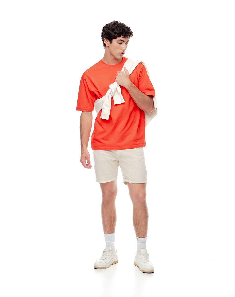 Camiseta oversized fit manga corta naranja brillante