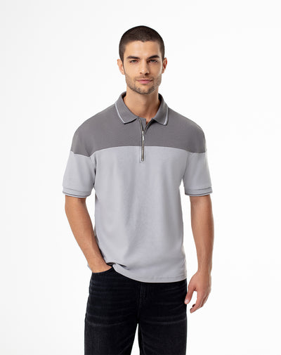 Polo regular fit gris bloques