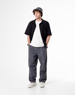 Pantalón relaxed fit tiro medio gris