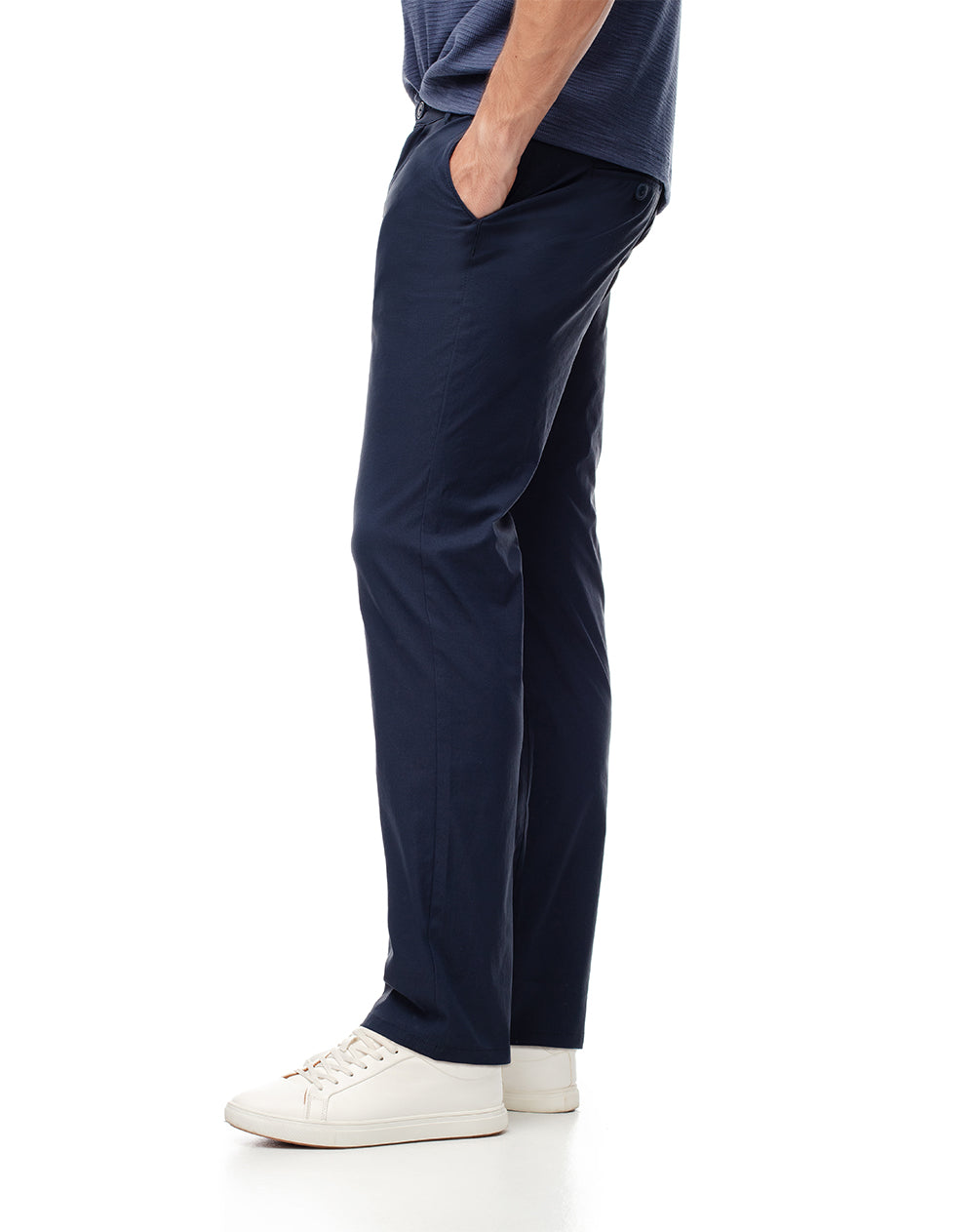 Pantalón regular fit tiro medio azul