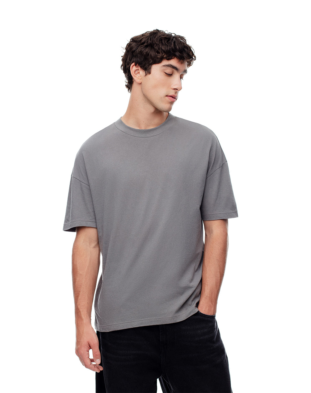 Camiseta regular fit manga corta gris