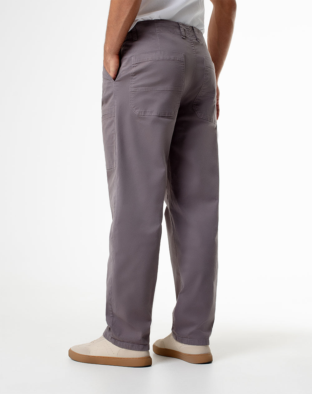 Pantalón regular fit tiro medio en drill gris