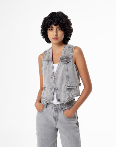 Chaleco sin capucha denim gris