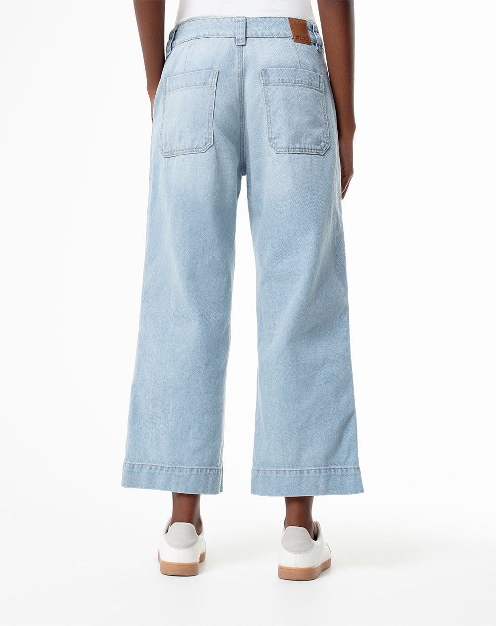 Jean culotte fit tiro medio indigo claro