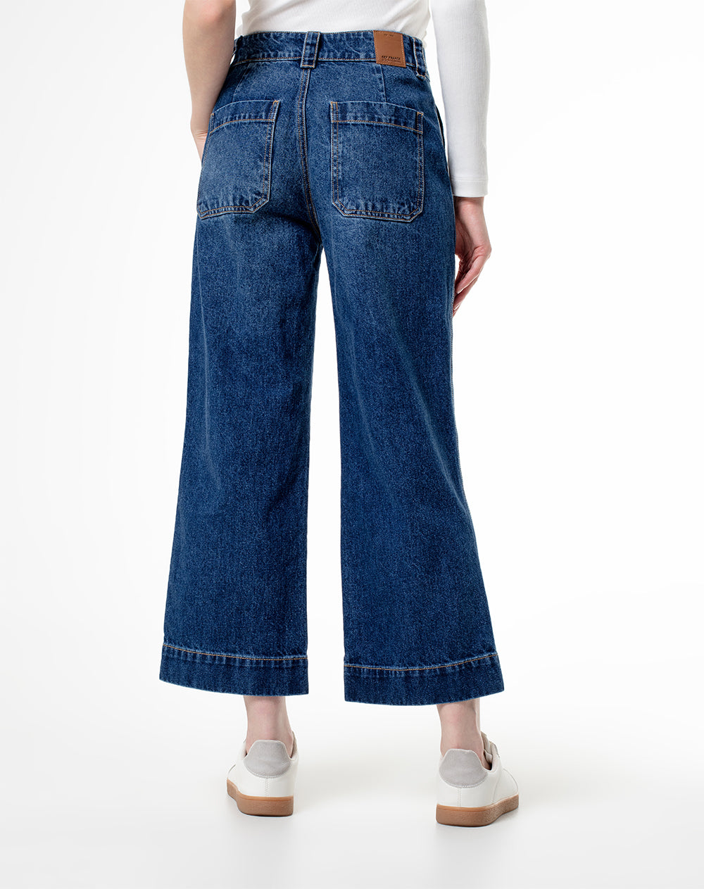 Jean culotte fit tiro medio indigo claro