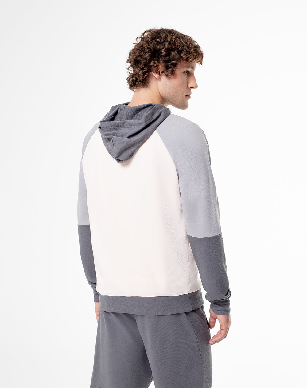 Buzo relaxed fit gris bloques