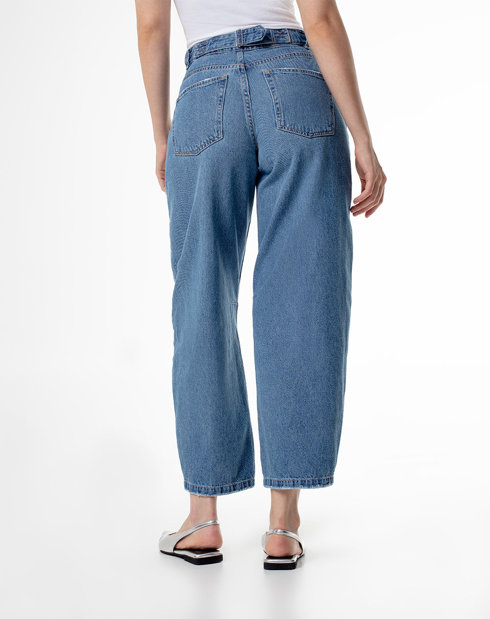 Jean baggy fit tiro alto indigo medio