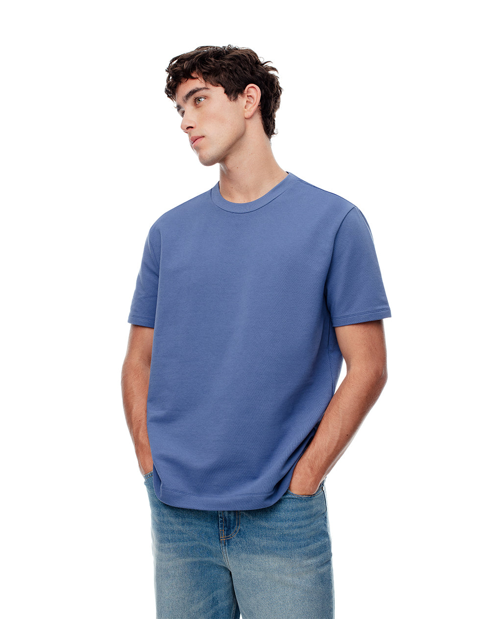 Camiseta oversized fit manga corta azul