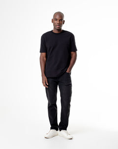 Jean Aubun Aubun slim fit tiro medio denim negro