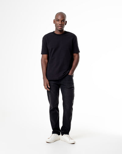 Jean Aubun Aubun slim fit tiro medio denim negro