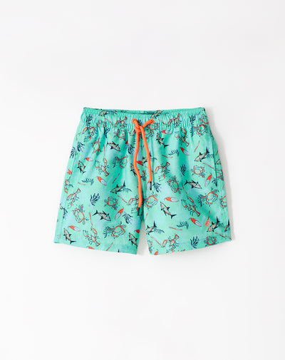 Short pantaloneta verde estampado