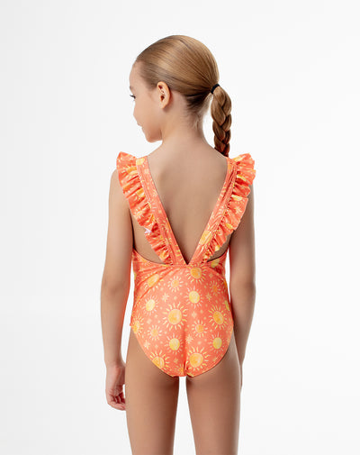 Vestido de baño naranja estampado