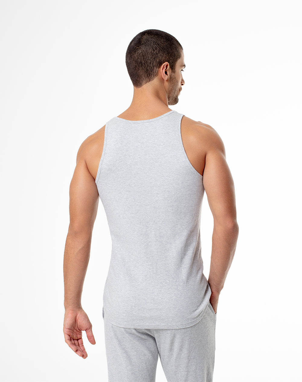 Camiseta slim fit gris jaspeada