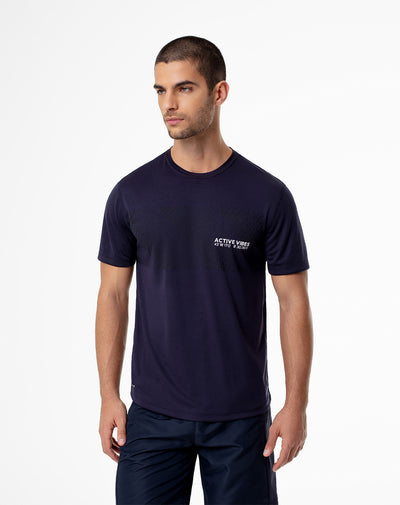 Camiseta slim fit manga corta azul