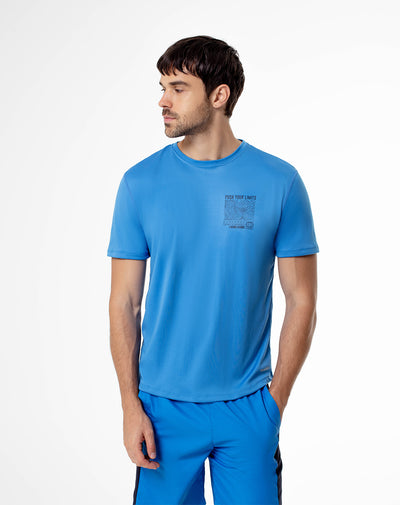 Camiseta slim fit manga corta azul