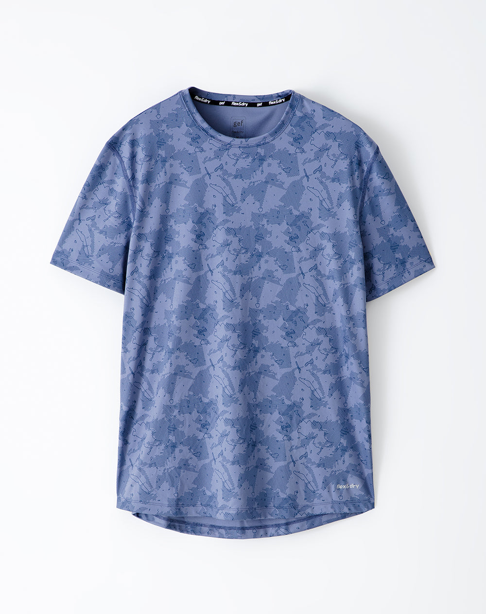 Camiseta slim fit manga corta azul estampada