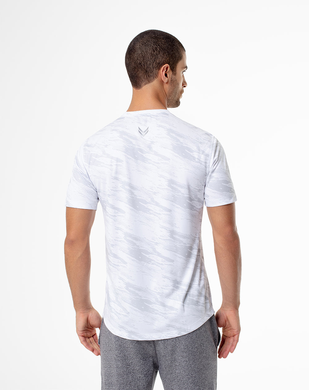 Camiseta slim fit manga corta blanco estampado
