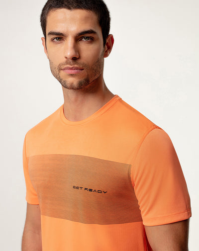 Camiseta slim fit manga corta naranja