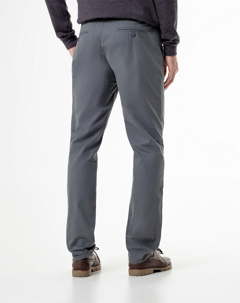 Pantalón slim fit tiro medio en drill gris