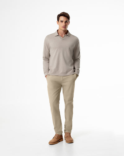 Pantalón slim fit tiro medio en drill khaki