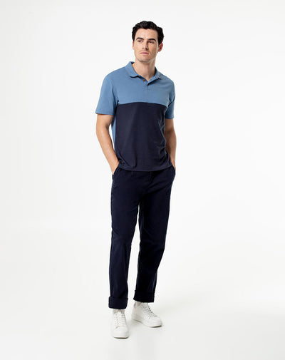 Polo slim fit azul con bloques