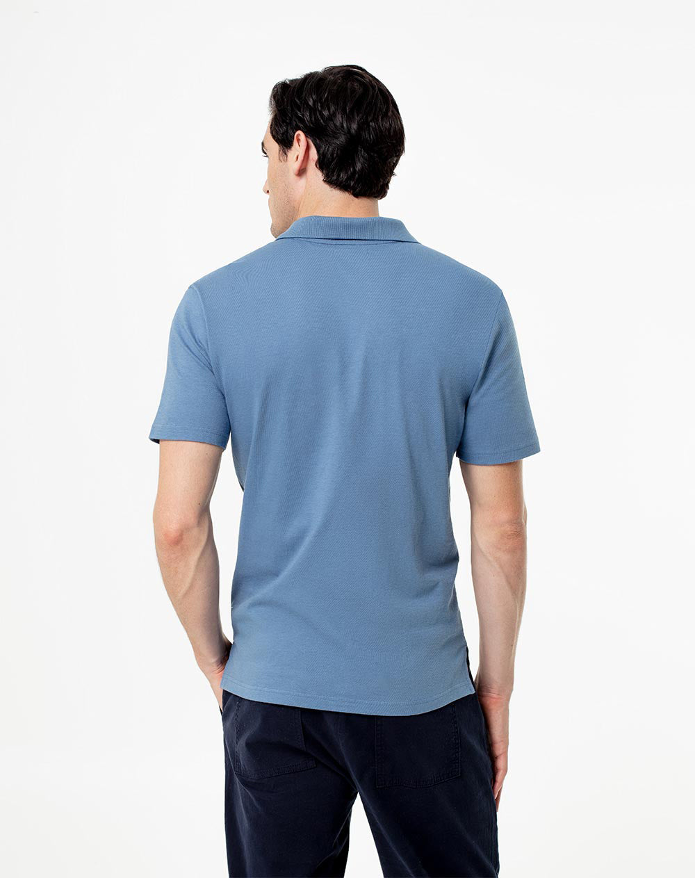 Polo slim fit azul con bloques