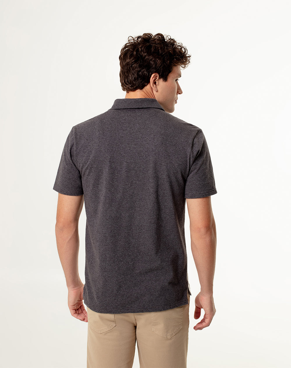 Polo slim fit gris jaspeada con bloques