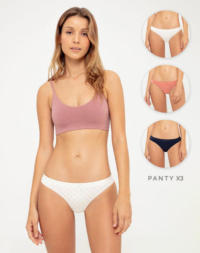 3 pantys brasilero en seamless tiro medio surtido