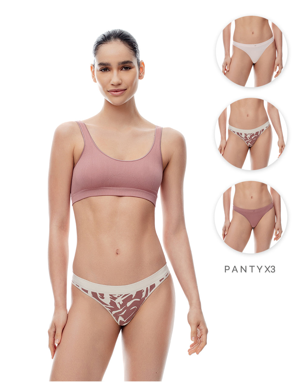 3 pantys brasilero en seamless tiro medio surtido