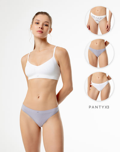 3 pantys Dax brasilero en seamless tiro medio surtido