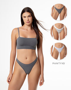 3 pantys Dax brasilero en seamless tiro medio surtido