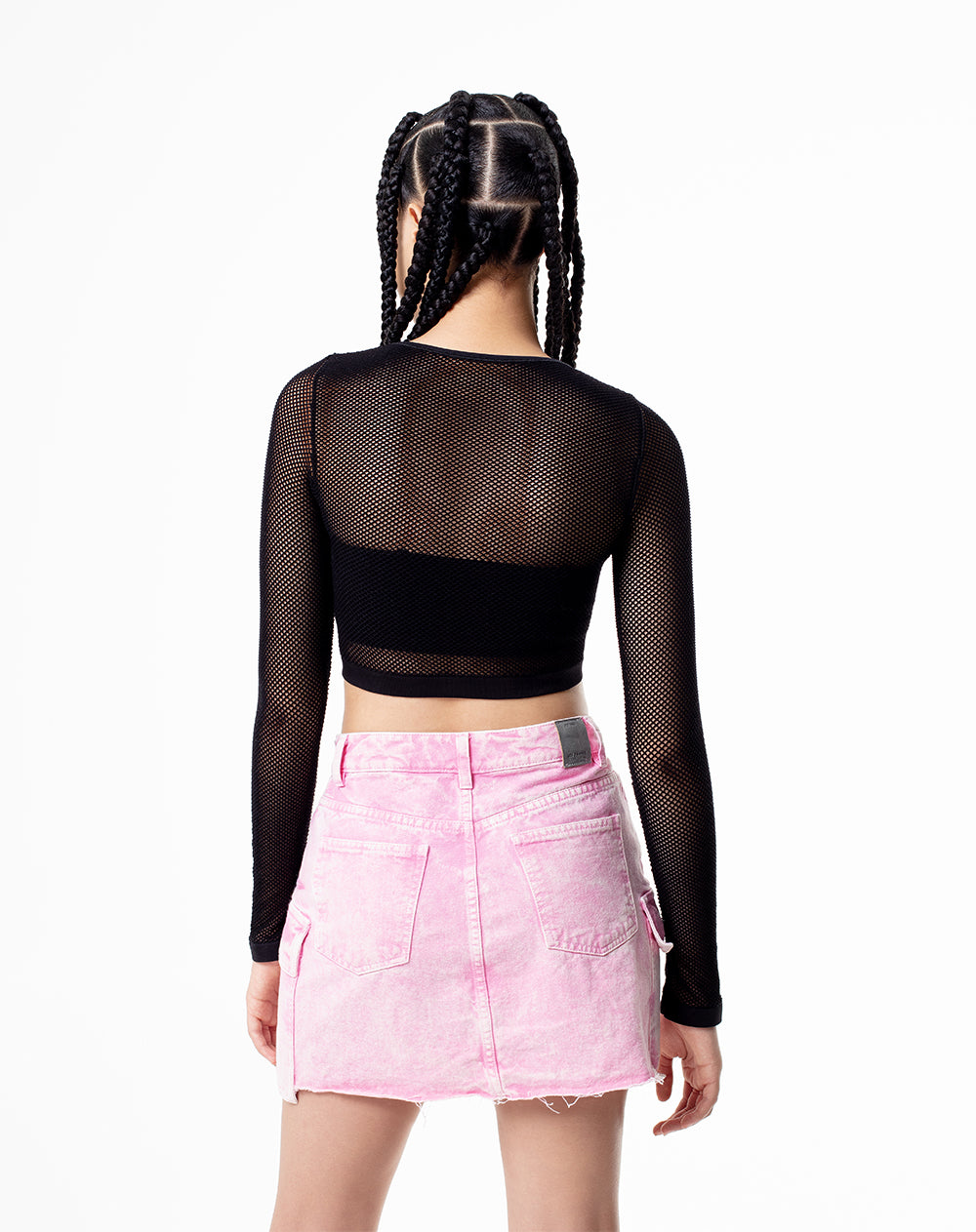 Crop top manga larga negro