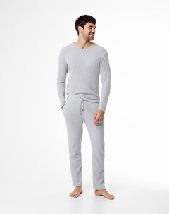 Pantalón regular fit tiro alto gris jaspe