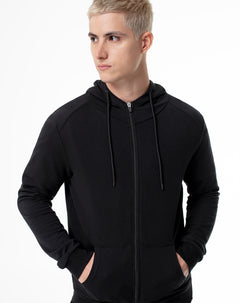 Chaqueta regular fit con capucha negra