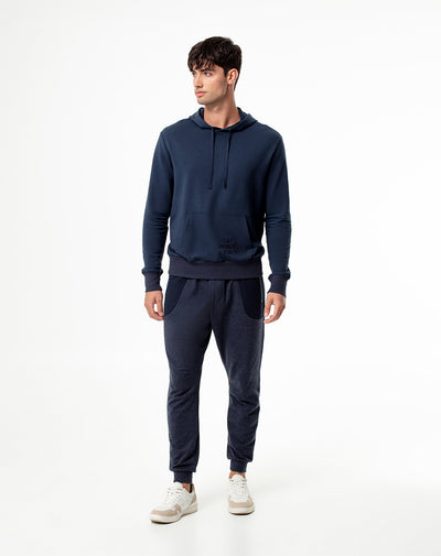 Jogger relaxed fit tiro medio azul jaspe