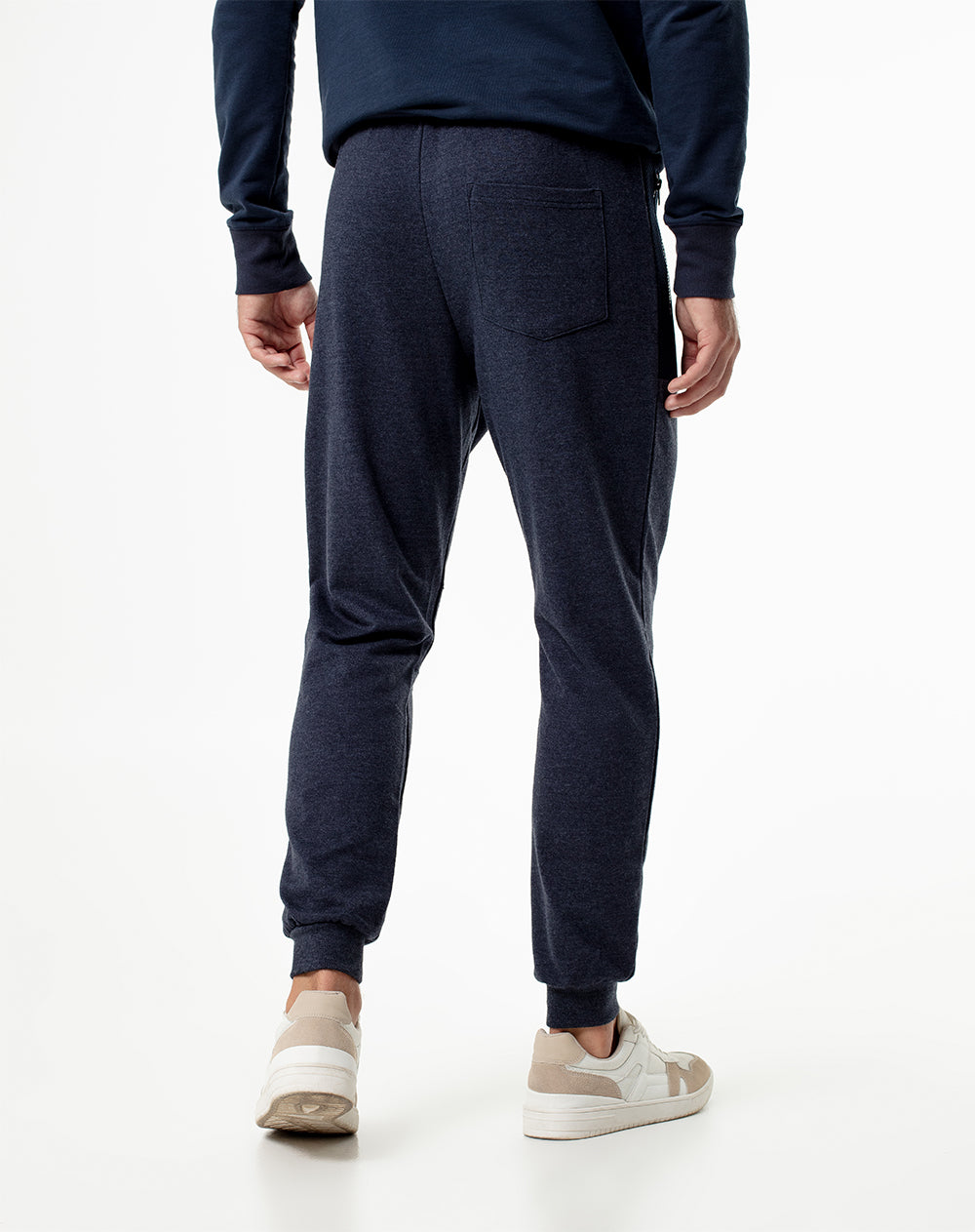 Jogger relaxed fit tiro medio azul jaspe