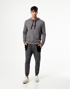 Jogger relaxed fit tiro medio gris jaspe