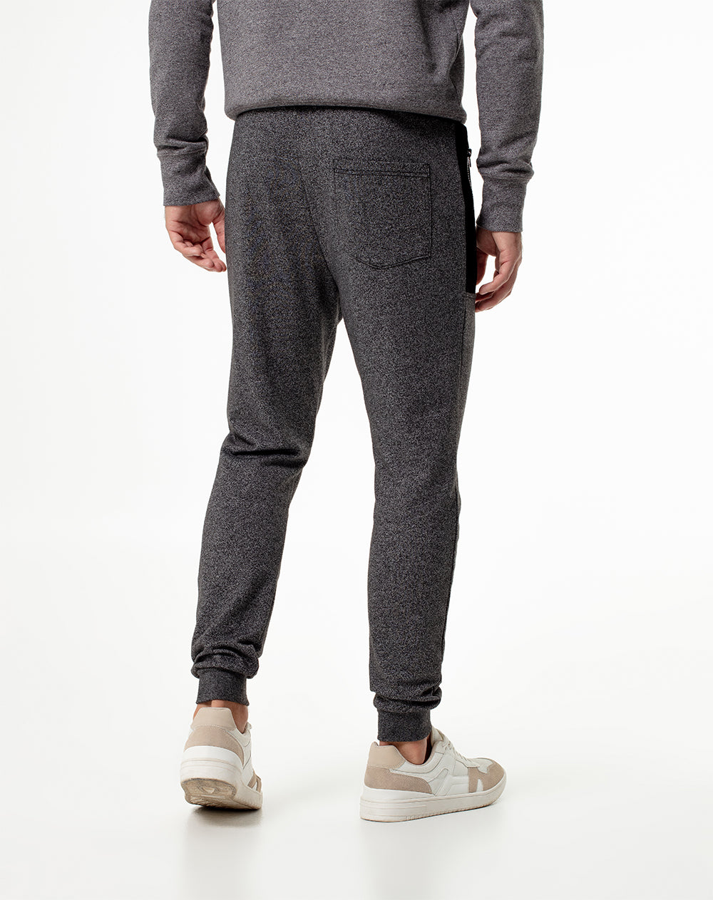 Jogger relaxed fit tiro medio gris jaspe