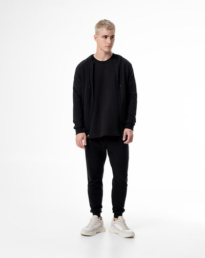 Jogger relaxed fit tiro medio negro