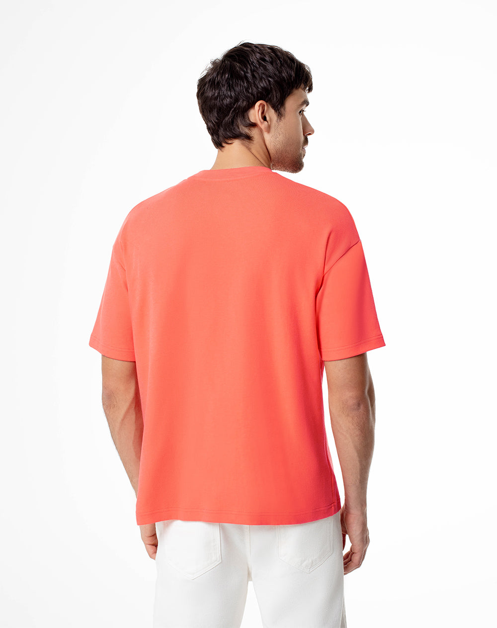 Camiseta oversized fit manga corta coral