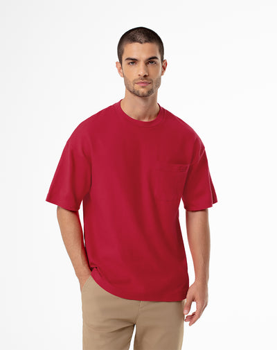 Camiseta oversized fit manga corta roja