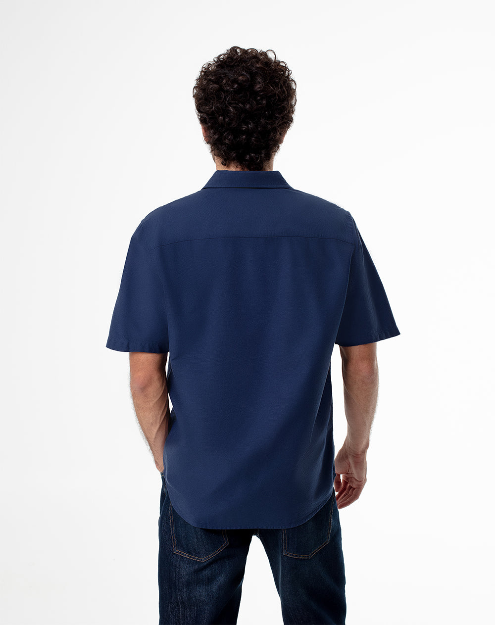 Camisa regular fit manga corta azul