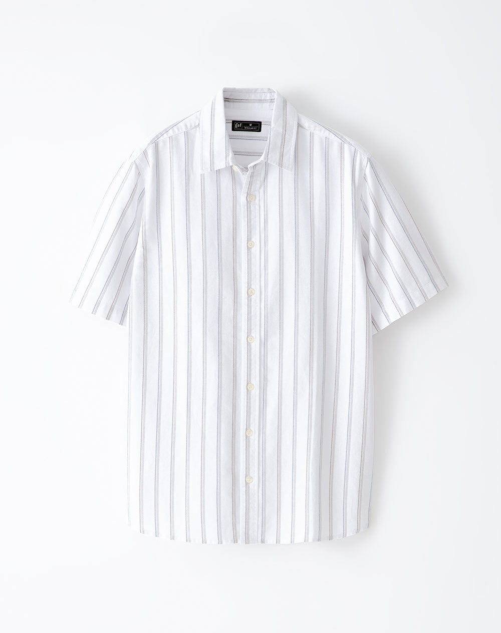 Camisa regular fit manga corta blanca con rayas