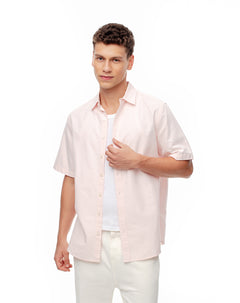 Camisa regular fit manga corta rosada