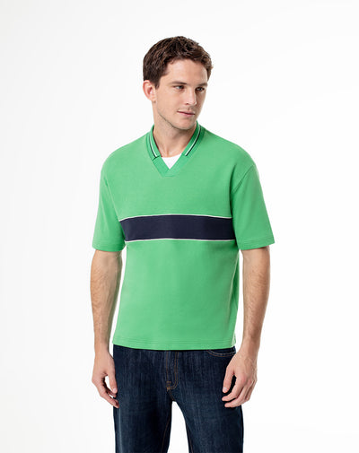 Polo regular fit verde con bloques